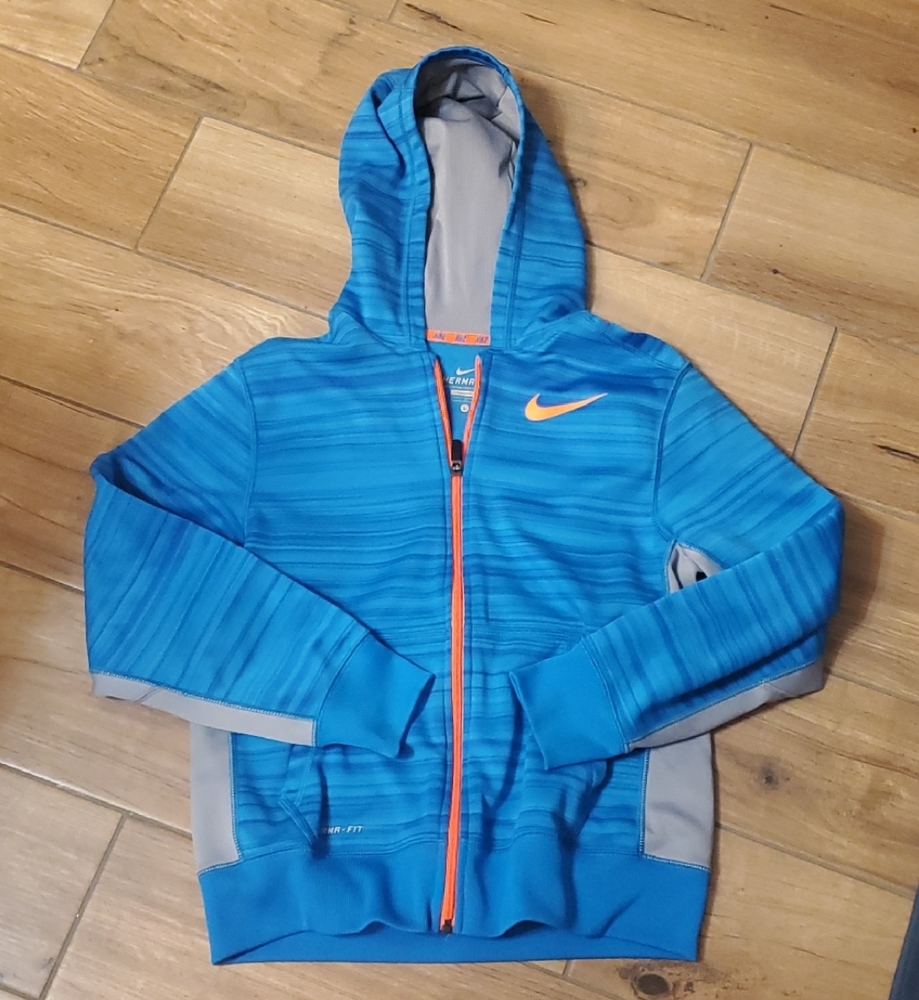 Nike Therma-fit Size Large Kids Striped Hoodie Fleece Lined